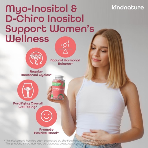 [BRSROGQZOYCGGCTO] kindnature Dual-Pack: Myo-Inositol & D-Chiro Gummies for Women’s Health & High Absorption Magnesium Gummies for Calm & Sleep