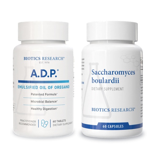 [BRSREHDQBENWMCDA] Biotics Research A.D.P. Oil of Oregano for GI Cleansing & Antioxidant Support + Saccharomyces boulardii Probiotic for Microbial Balance & Immune Health – 60 tabs & 60 caps