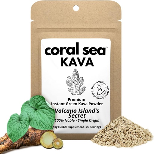 [BRSROFIYCR4AOAL3] Instant Kava Kava Drink Tea Powder Vanuatu Noble Kava Root - Nootropic Drink Mix Quick Pocket Sized Caffeine Free Authentic Bitter Flavor - Volcano Island's Secret 25 Servings