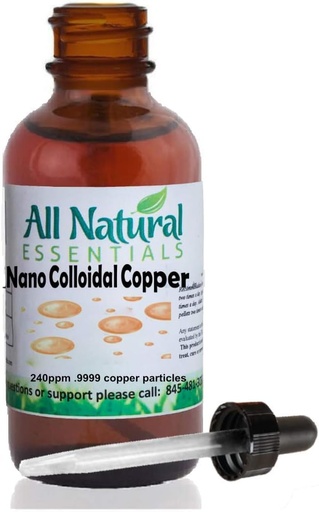 [BRSWYGABOV5RYAL6] Nano Colloidal Minerals Supplement Liquid Colloidal Copper Mineral 2oz 240ppm Bottle Kosher Copper all natural for Adults, Men, Women, Kids (Dropper)