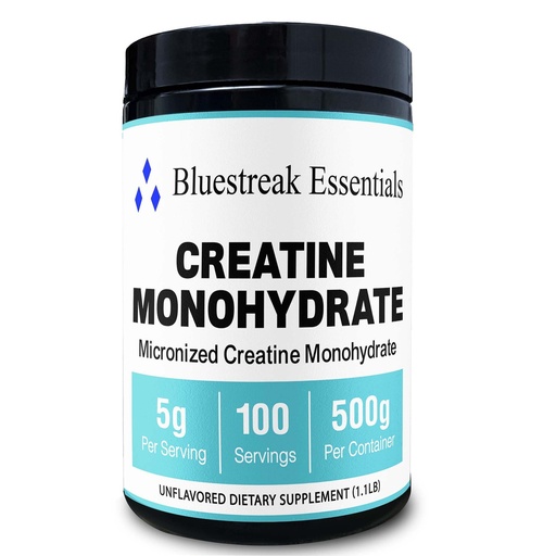 [BRSRGAAZCEFRQ334] Creatine Monohydrate Micronized Powder Unflavored 500G, 5000mg Per Serv (5g), 100 Servings