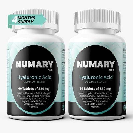 [BRSREFL6A4CB6FDA] Hyaluronic Acid, with Hydrolyzed Collagen, MSM, Turmeric, Vitamin C, 120 Tablets, 4 Month Supply