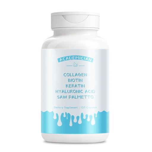[BRSRGGIOOQMQK33L] Hydrolyzed Multi Collagen Peptides Capsules for Women Saw Palmetto for Men Hyaluronic Acid Supplements Biotin 10000 Mcg Keratin and Saw Palmetto Extract - 120 Count