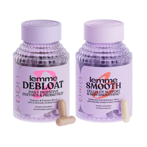 [BRSRAHTRPMDREDTO] Lemme Debloat and Smooth Bundle - Prebiotic, Probiotic & Digestive Enzyme Capsules for Bloating & Gas Relief, Reduce Cellulite, Plump Skin, Smooth Cellulite