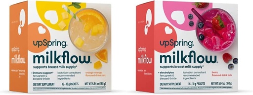[BRSRMHD2BFYRQ337] UpSpring Milkflow Electrolyte Breastfeeding Supplement Drink Mix with Fenugreek | Berry and Orange Mango Flavor | Lactation Supplement to Promote Healthy Breast Milk Supply & Restore Electrolytes*