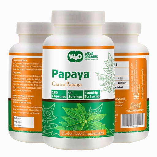 [BRSRAFD6BBYQGFYY] Papaya Leaf Extract Capsules - 180 Pills, 90 Servings, 1000 mg, Supports Platelet Immunity & Digestion*(Pack of 1)