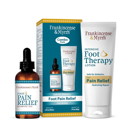 [BRSROGL4OZ6W2HQ7] FRANKINCENSE & MYRRH Foot Pain Combo Pack: Foot Pain Relief Rubbing Oil (2 oz) and Intensive Therapy Lotion for feet (3 oz), Neuropathy, Nerve Relief, Frankincense Essential Oil, Maximum Strength