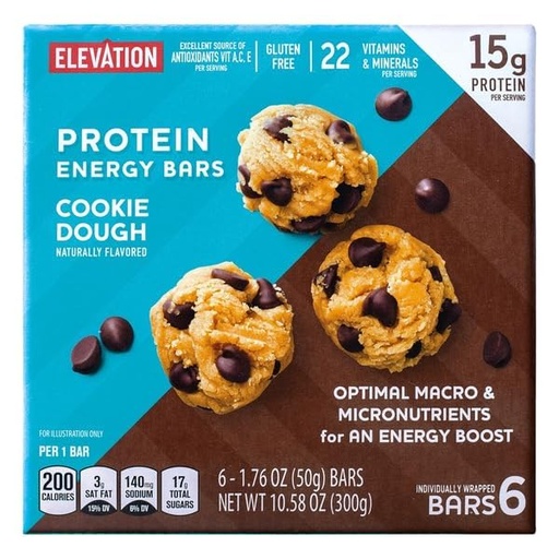 [BRSRAYI2A5YBSD32] Generic Elevation Cookie Dough Protein Energy Bar - 10.58 oz