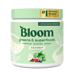 Bloom Nutrition Superfood Greens Powder, Digestive Enzymes with Probiotics and Prebiotics, Gut Health, Bloating Relief for Women, Chlorella, Green Juice Mix with Beet Root Powder, 30 SVG, Coconut