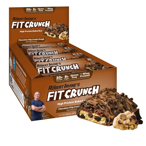 [BRSWIB33OQCGKF3Y] FITCRUNCH Full Size Protein Bars, 6-Layer Baked Bar, 6g of Sugar, Gluten Free & Soft Cake Core (Chocolate Chip Cookie Dough)