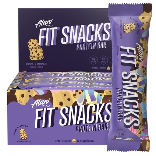 [BRSW2AALARYQIFL2] Alani Nu Fit Snacks Protein Bar, Gluten-Free Bars, 16g Protein, Low-Sugar, Low-Carb, Gluten-Free - Cookie Dough, 12 servings