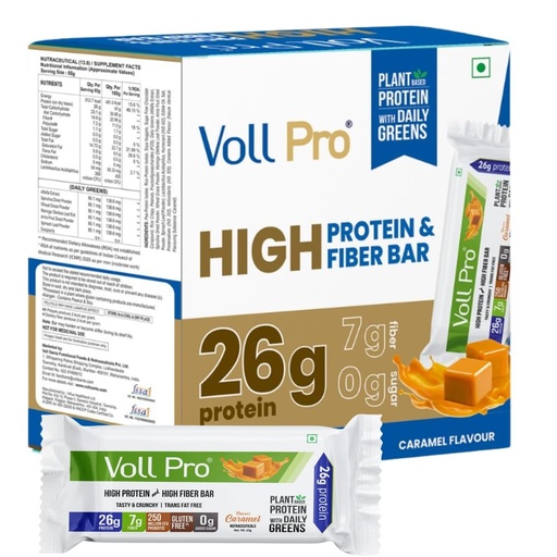 [BRSRABDQCECAKHIU] Voll Pro Plant Protein Bar with Daily Greens - High Protein 26g, Fiber 7g, 0g Sugar - Crunchy, Delicious Nutrient-Rich Protein Bars, 65g Bar (Pack of 12) (Pack of 12)
