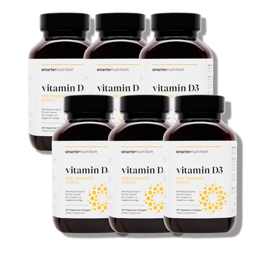 [BRSWGGIOBF4GCCTP] SMARTERNUTRITION Vegan Vitamin D3 5000 IU + Natural Vitamin K2 1100 mcg in Organic Coconut & Olive Oil - D3 K2 Supplement for Immune & Bone Support - 360 Softgels[180 Day Supply]
