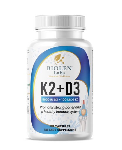 [BRSREGICPMARQC3P] K2 + D3 Vitamin Supplement, 5000 IU D3, 100 MCG K2, Bone Health Support, Immune System Support, 60 Vegan CapsulesK2 + d