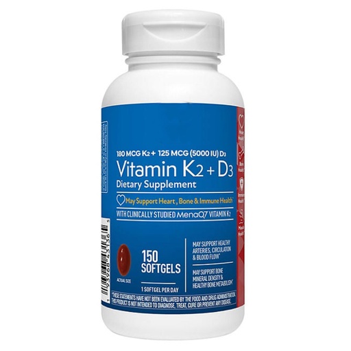 [BRSRAGATDN5AEYDF] Vitamin K2 + D3 125 mcg (5000 IU) Softgels, 150 ct.