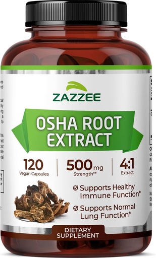 [BRSWYZDYCQPQKFLP] Zazzee OSHA Root 4:1 Extract, 500 mg Strength, 120 Vegan Capsules, 4 Month Supply, Concentrated and Standardized 4X Extract, 100% Vegetarian, Ligusticum porteri, All-Natural and Non-GMO