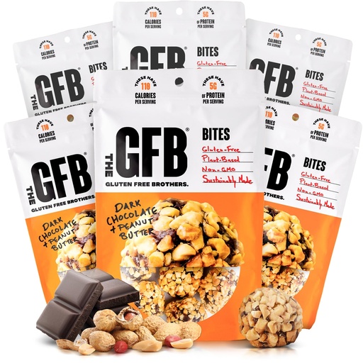 [BRSWKHY3DIFRGE34] The Gluten Free Brothers Dark Chocolate Peanut Butter Bites - Gluten Free Protein Balls – Non GMO, Soy Free, Vegan – Snack Size Plant Based Protein Energy Balls, 4 oz (6 Count)