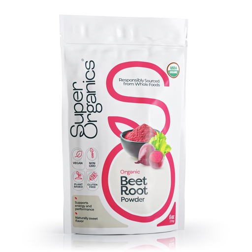 [BRSREAIBDIOQ2YDJ] Super Organics Beet Root Powder – Organic Superfood Dietary Supplement, Vegan, USDA Certified Organic, Non-GMO, Gluten-Free, Pure Beta Vulgaris Beetroot, 6 oz