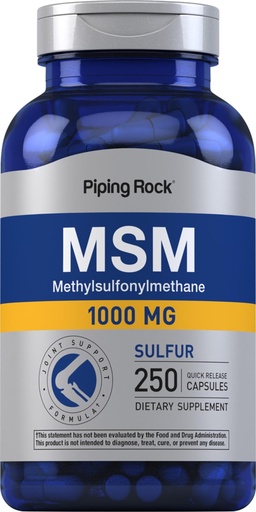 [BRSRMAY6CQBRQ3Y6] Piping Rock MSM Supplement Capsules | 1000mg | Methylsulfonylmethane | Non-GMO, Gluten Free