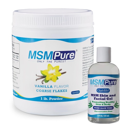 [BRSREFT4PIOW2DY4] KALA HEALTH MSMPure Vanilla Flavored MSM Coarse Flakes 1lb and MSM Gel with Organic Aloe 8oz Bundle