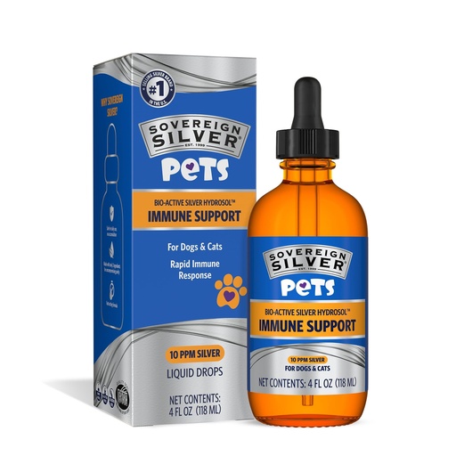 [BRSWGY35AV7AOEI3] Sovereign Silver Pets Immune Support - Colloidal Silver, Bio-Active Silver Hydrosol, for Dogs and Cats 10 ppm, Liquid Dropper, 4 Fl Oz, (118 mL)