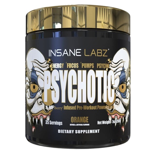 [BRSWGBDQBENQYH3K] Insane Labz Psychotic Gold, High Stimulant Pre Workout Powder, Extreme Lasting Energy Focus, Pumps and Endurance with Beta Alanine, DMAE Bitartrate, NO Booster (35 Servings, Orange)