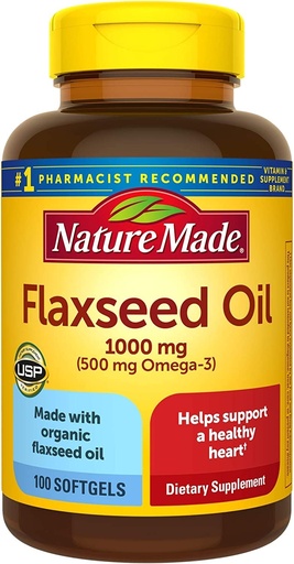 [BRSWKGYIBJ4BMH3K] Nature Made Flaxseed Oil 1000 mg Softgels 100 ea (Pack of 10)