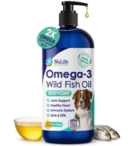 [BRSWY2Q7BMFQOHTD] Liquid Fish Oil for Dogs with Omega 3, 6 & 9 Fatty Acids, Wild Caught from Iceland, Skin and Coat Supplement for Shedding, Itchy Skin, Allergies, Brain and Heart Health, Rich in EPA + DHA - 32 oz