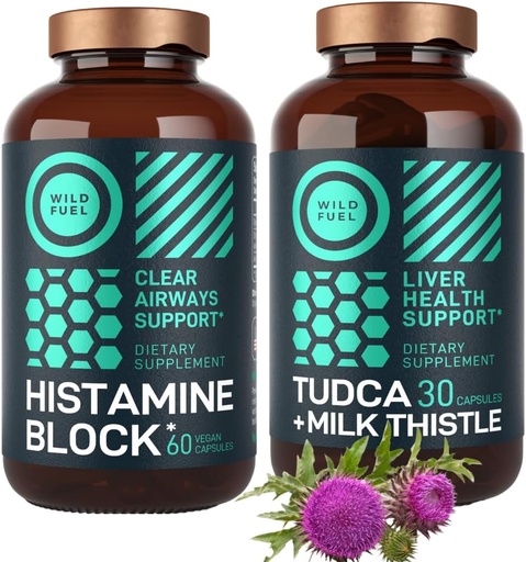 [BRSROCAPPN7RE232] WILD FUEL Histamine Block Supplements and TUDCA with Milk Thistle Cleanse and Detox Bundle