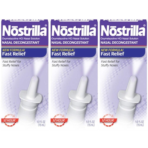 [BRSWIZQFC4MAMDAV] Nostrilla Nasal Decongestant Spray, Stuffy Nose Relief, 0.5 oz (3 Pack)