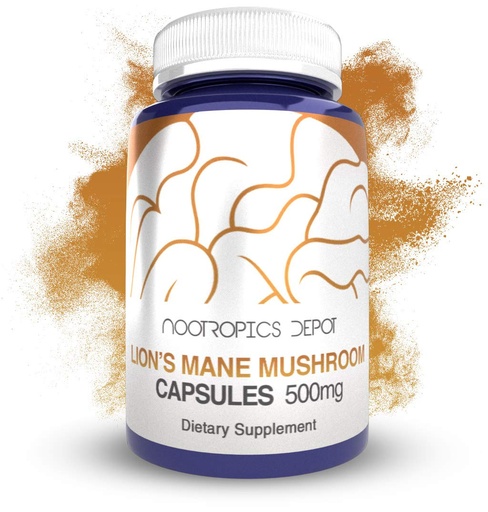 [BRSWKGQPBV6BGH3E] Nootropics Depot Lions Mane Mushroom Capsules | 500mg | 60 Count | Hericium erinaceus | Whole Fruiting Body Mushroom Extract | Brain Health Supplement | Neuroprotective + Boosts Mood
