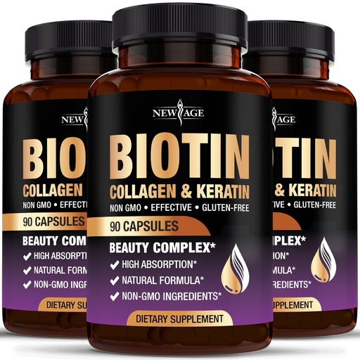 [BRSRAEIRCEJWMCQV] NEW AGE Biotin Collagen Keratin Hyaluronic Acid - 50,000mcg Hair Growth Vitamins for Men and Women, Nails, Hair, Skin Vitamins and DHT Blocker with Vitamin E Folic Acid Pumpkin Seed MSM- 270 Count