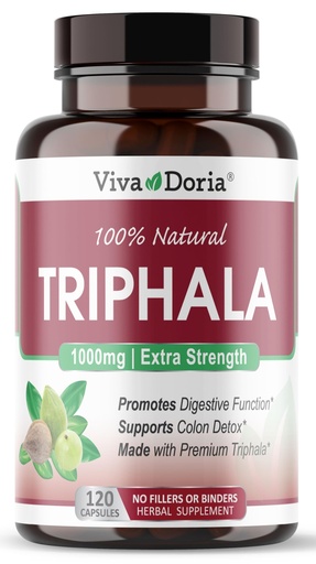 [BRSRAYL6OYPWYFLL] Viva Doria Triphala Herbal Supplement with Amla, Bibhitaki, Haritaki, Digestion & Colon Support, Immune System Support 1000mg, 120 Veggie Capsules