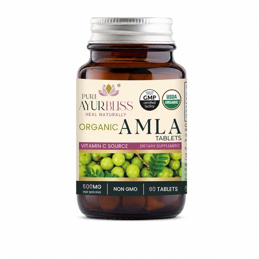 [BRSRGYIYOUAWY3LO] 100% Organic Amla Tablets, Ayurvedic, for Digestive Health, Gut Balance and Immune Support, Vegan, Non-GMO Amla Capsules for Daily Vitality, Skin Wellness & Natural Nutrition - 90 Count