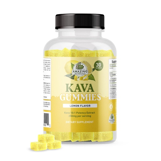 [BRSROZL5CRYAKADF] Amazing Botanicals Zesty Lemon Kava Gummies - 250mg per Gummy - Natural Sleep Aid for Relaxation & Restful Nights, Non-GMO, Vegan, Gluten-Free - 30 Gummies