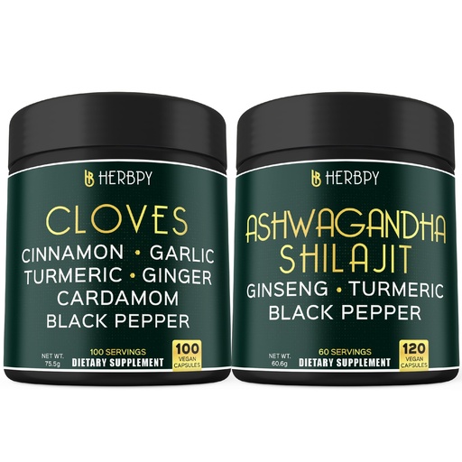 [BRSRA2QBOJ6QEA35] Herbpy Bundle 7in1 Cloves Supplement and 5in1 Ashwagandha Shilajit