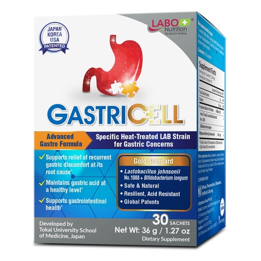 [BRSWGEA6PMDRY23G] LABO Nutrition GASTRICELL - Acid Reflux, Heartburn, Recurring Gastric Discomfort, Natural Defence Against Gastric Distress 30 sachets