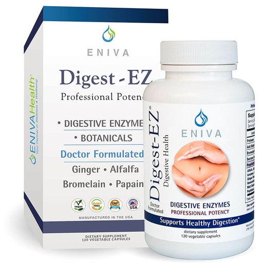 [BRSWKEIQCR7AGEQ7] Eniva Digest-EZ Digestive Enzymes Bromelain and Papain Ginger and Alfalfa Blend(120 caps)
