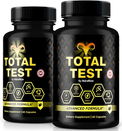 [BRSRAFL3PJ5GEHTV] (2 Pack) Total Test Pills, All Natural Supplement to Achieve Peak Fitness Level, Premium Capsules to Support Muscle Gain, Energy and Overall Wellness, Official TotalTest Reviews (120 Capsules)