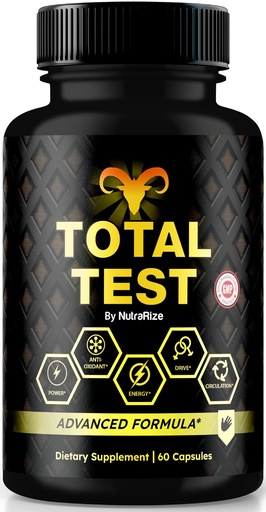 [BRSRAFL3OEFR4YDG] NutraRize Total Test Pills, All Natural Supplement to Achieve Peak Fitness Level, Premium Capsules to Support Muscle Gain, Energy and Overall Wellness, Official TotalTest Reviews (60 Capsules)
