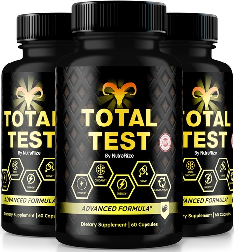 [BRSRAFL3OQBBU2Y6] (3 Pack) Total Test Pills, All Natural Supplement to Achieve Peak Fitness Level, Premium Capsules to Support Muscle Gain, Energy and Overall Wellness, Official TotalTest Reviews (180 Capsules)