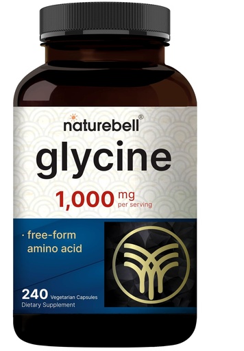 [BRSRGAIODEDWMHQ3] NatureBell Glycine 1,000 mg Per Serving, 240 Vegetarian Capsules – Free-Form Glycine Supplement – 120 Servings – Non-GMO, Gluten Free