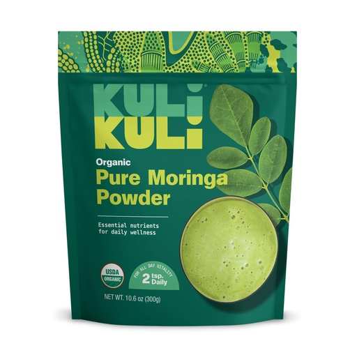 [BRSWGFAQCN6BUALG] Kuli Kuli Moringa Oleifera Organic Leaf Powder & Green Smoothie, 100% Pure USDA Certified & Non-GMO Moringa Powder, Great with Smoothies, Tea, and Food - Single Pack, 10.6 oz