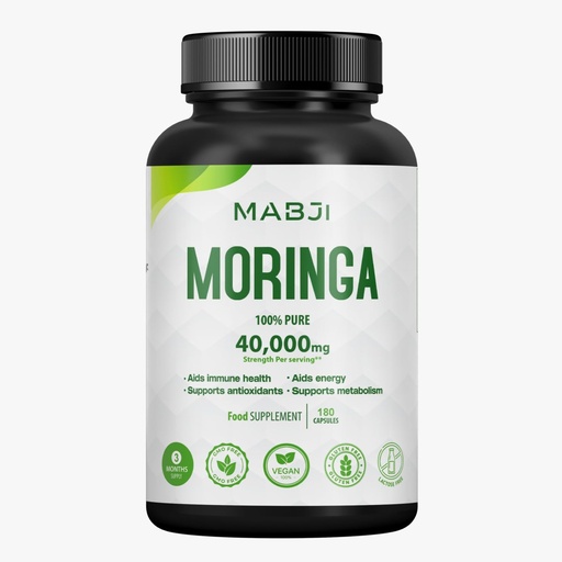 [BRSRGBI3CMORAFDJ] Pure Organic Moringa Leaf Capsules 40000 mg, 180 Vegan Capsules, 3 Month Supply, Moringa Oleifera, Antioxidant, Immune & Cellular Support, Superfood Supplement