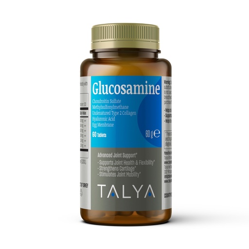 [BRSRACANOQBBAGQ2] TALYA Glucosamine Supplement 1500 mg - 1 Month Supply - with Chondroitin, MSM, Collagen, Hyaluronic Acid - Non-GMO, 60 Tablets - Supports Joint Mobility and Comfort