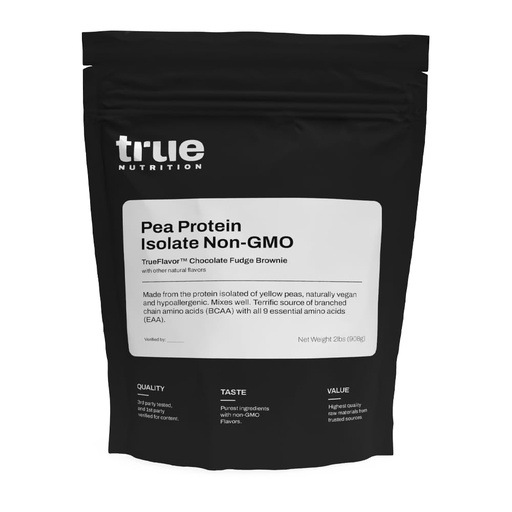 [BRSROBL6AENWEAA2] True Nutrition Pea Protein Isolate Powder - 25g Vegan Plant Protein per Serving - Non-GMO, Gluten Free, Dairy Free, Soy Free - Chocolate Fudge Brownie - 2 lb