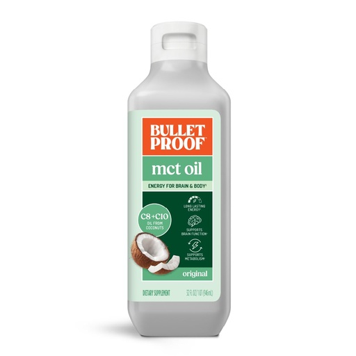 [BRSWIAD6AUHQMYI3] Bulletproof C8 & C10 MCT Oil, 100% Pure Coconut Oil, Triple-Distilled for Sustained Keto Energy, Unflavored, No Additives or Fillers, Non-GMO, 32 oz