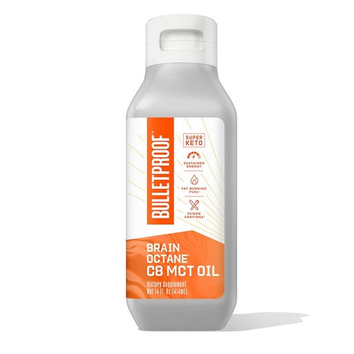 [BRSWYGI5OACGY3DJ] Brain Octane Premium C8 MCT Oil from Non-GMO Coconuts, 14g MCTs, 14 Fl Oz, Bulletproof Keto Supplement for Sustained Energy, Appetite Control, Mental & Physical Energy, Non-GMO, Vegan & Cruelty Free
