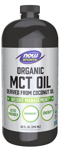 [BRSWGGIRCV6GKFAV] NOW Sports Nutrition, Organic MCT (Medium-chain triglycerides) Oil (in Plastic), 32-Ounce