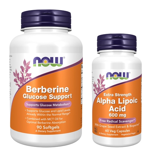 [BRSRGCY5PMNB6337] Now Foods Glucose & Metabolic Support Bundle* - Berberine Supplement with MCT Oil 90 Softgels + Alpha Lipoic Acid 600mg ALA Supplement 60 VCaps - Glucose Metabolism & Cardiovascular Support*